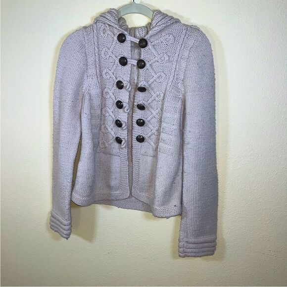 J. Crew Handknit Wool Fisherman’s Chunky Cardigan Sweater Buttons M - Picture 4 of 7